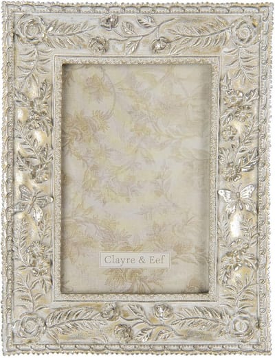 Clayre & Eef Fotolijst 10x15 cm Zilverkleurig Kunststof Bladeren