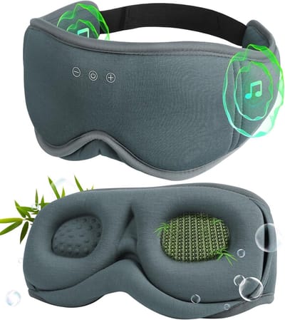 Bluetooth Slaapmasker met Hoofdtelefoon van Natuurlijke 3D Bamboe Katoen | Verduisterend Oogmasker voor Zijslapers, Reizen en Kantoor Dutjes, Perfect Cadeau voor Ontspanning