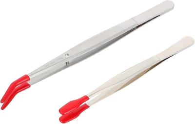 Roestvrijstalen Pincetten - Precisie Pincet - Fijn Werk - Ergonomisch Ontwerp - 2 Stuks - Rood