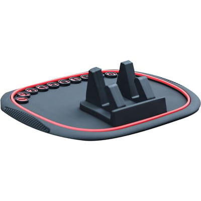 Middenconsole Telefoonhouder Multifunctioneel 2 in 1 Auto Antislip Siliconen Telefoonhouder Pad Mat Zwart zwart
