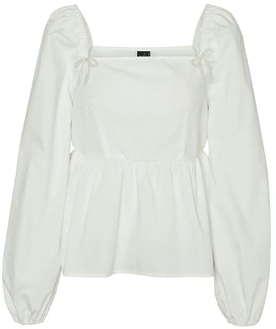 Vero Moda Bow Blouse Met Lange Mouwen Wit XL Vrouw