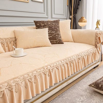 Kantafwerking Bankhoezen Jacquard Bankkussen Exquise Verticale Antislip Combinatie Bankhanddoekhoezen voor Woonkamerdecoratie 60x60cm 1pcs