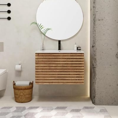 Hangende Wastafel met Onderkast 75 cm - Modern Badkamermeubel voor Gastentoilet