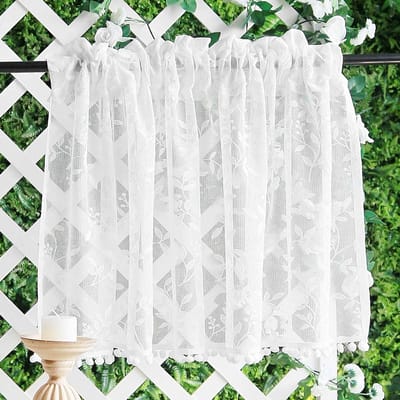 Gordijnen met bladerenpatroon - Polyester - Voor badkamer, woonkamer en kelder - 63 x 100 cm
