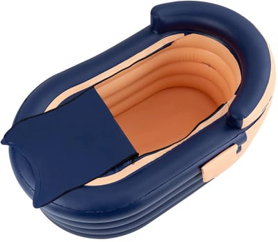 Opblaasbaar Bad - Ligbad - Zitbad - Opvouwbaar bad - Voor Volwassenen en kinderen - Draagbaar Heet/Ijs - Met Draadloze Pomp - Oranje