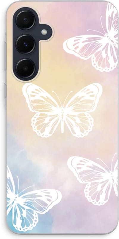 Case Company® - Hoesje geschikt voor Samsung Galaxy A55 hoesje - White butterfly - Soft Cover Telefoonhoesje - Bescherming aan alle Kanten en Schermrand
