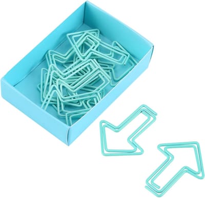 12 Stuks Pijlvormige Paperclips, Metalen Boekenleggers in Lichtblauw voor Documenten Organiseren en Markeren