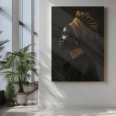 Canvas Schilderij Vrouw - Zijaanzicht van Afrikaanse Vrouw - 60x40x2 cm