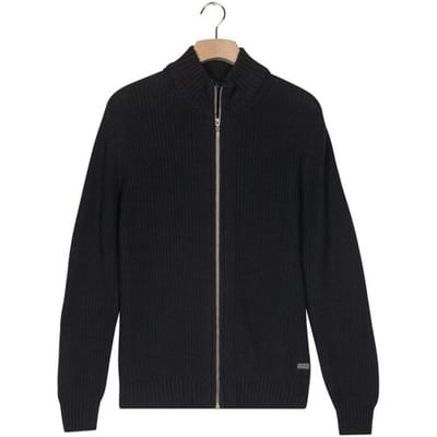 Baileys Vest Uni Color Cotton Fullzip Allover Structure Knit Navy / male