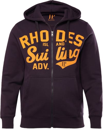 JP 1880 - Heren - Hoodie-jack capuchon kangoeroezak - Donker violet - Maat 3XL