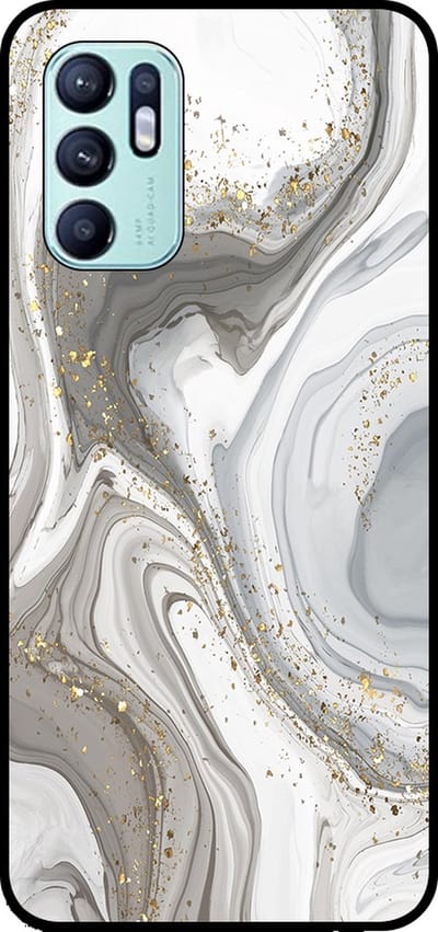 Smartphonica Telefoonhoesje Geschikt voor Oppo Reno6 4G met marmer opdruk - TPU backcover case marble design - Zilver geschikt voor Oppo Reno6 4G