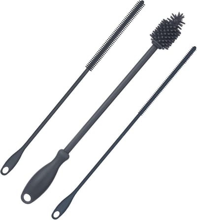 Thijox - 3 Stuks Siliconen Stroreiniger en Flessenborstel Set - Herbruikbare Flessenwasaccessoires - BPA-vrij en Milieuvriendelijk voor Keuken, Tuin e