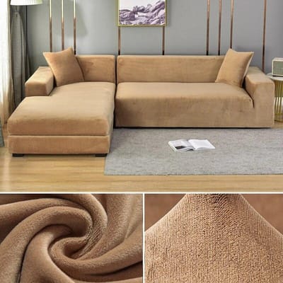 Fluwelen bankhoes voor woonkamer Dikke elastische bankhoes 1/2/3/4 zits L-vormige hoekbankhoes Stretchhoes voor bank 2 Seater 145-185cm
