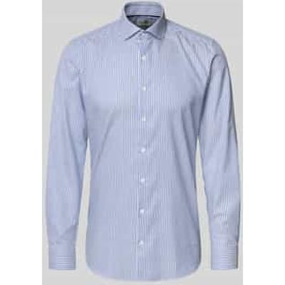 OLYMP Level 5 body fit overhemd - popeline - royal blauw gestreept - Strijkvriendelijk - Boordmaat: 41