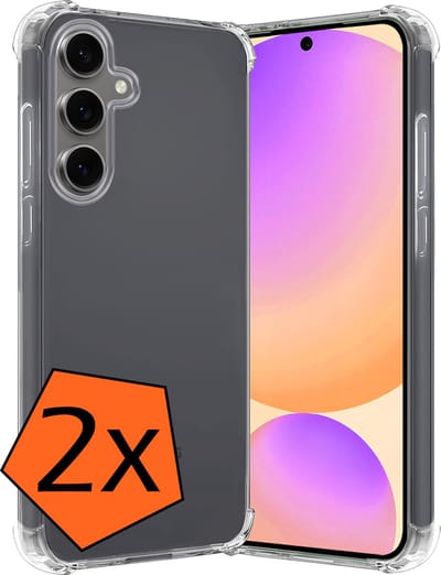 Hoes - 2 Stuks - Geschikt voor Samsung Galaxy S24 FE - Sterk & Shockproof - Siliconen Case - Back Cover - Telefoon Hoesje Shock Proof - Transparant