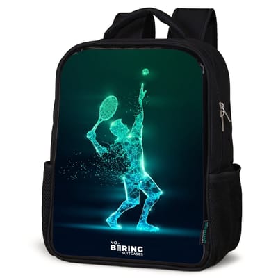 NoBoringSuitcases.com® - Rugzak zwart - Schooltas jongen & meisje - Digitale tennisspeler in futuristische stijl - Rugtas voor school - Boekentas kind - Schoolrugzak - Kinderrugzak