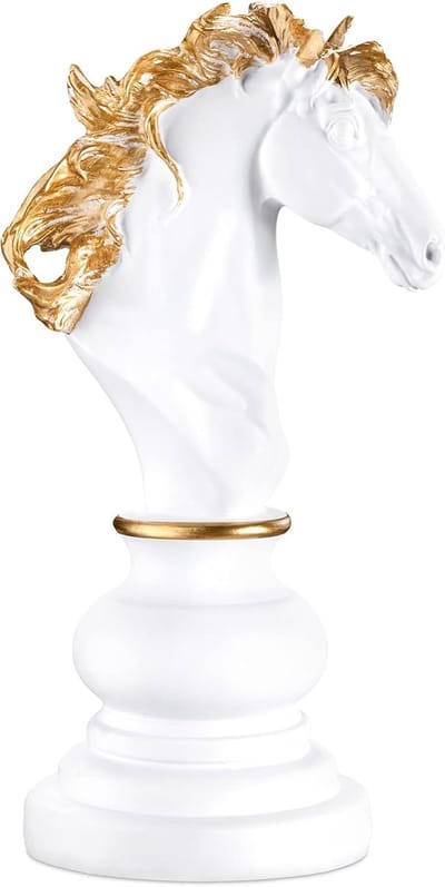 Decoratief Schaakstuk - Schaakbeeld Paard - Huis Kantoor Decoratie - Gemaakt van Hars - 27 cm - Wit