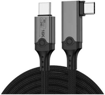 DrPhone NRG2 – Thunderbolt 5 Datakabel Kabel - 80Gbps -240W Power Delivery - 16K Display Ondersteuning – Nylon Gevlochten – 2 Meter - Zwart