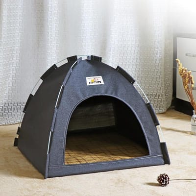 Opvouwbaar Kattenhuis Huisdierentent Vier Seizoenen Universeel Katten- en Honden Huisdierennest Zomer Koelmat Buiten Draagbaar Opvouwbaar Ademend S 36x36x28cm gray