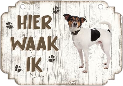 Hier Waak Ik: Boerenfox | Waakbord | Spreukenbord | Hondenras | Hond | Betreden op eigen risico | Pas Op Voor De Hond | Deurbordjes | Bewaker Van Dit Huis