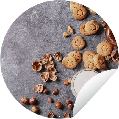 Tuincirkel Melk - Koekjes - Noten - Specerijen - Herfst - 60x60 cm - Ronde Tuinposter - Buiten