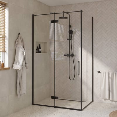 Saqu Grace zijwand incl. antikalk 90x210cm mat zwart