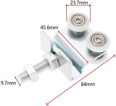 Dailygoods- Schuifrail Roller Set - 2 Stuks - Roestvrij Staal/Nylon - Wiel Diameter 23.7mm - Duurzaam/Rolmechanisme - Geschikt voor Schuifdeuren - Deurschuif