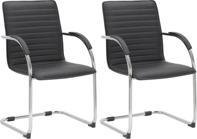 CLP Tira Set van 2 Eetkamerstoelen - Bezoekersstoel - Met armleuning - Kunstleer - zwart