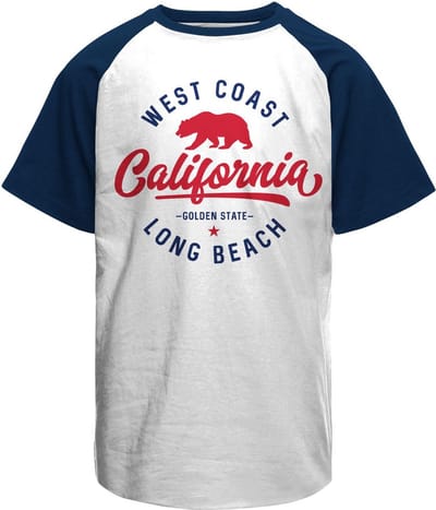 West Coast California- Baseball-T-shirt, wit-it, e-Navy