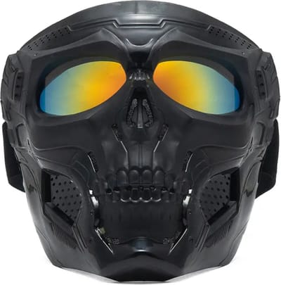 Bovista Airsoft Masker - Paintball - Mask - Tactical Helmet - Helm - Skelet - Geel Vizier