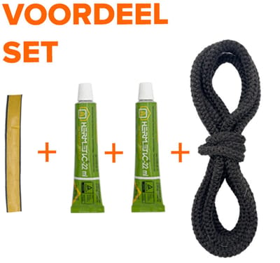 Voordeelset kachelkoord rond 8 mm – incl. 2× lijm + afplaktape – afdichtkoord houtkachel deur – glasvezel hittebestendig