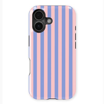 DripCase Gestreept Hoesje geschikt voor iPhone 17 | Backcover met Mag | Stripes Motief | Trendy Case geschikt voor iPhone 17 met Strepen Milkshake