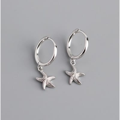 925 Sterling Zilveren Hoepeloorbel Voor Vrouwen Zeester Goud Zilver Oor Sieraden Groothandel S -E1388 gray
