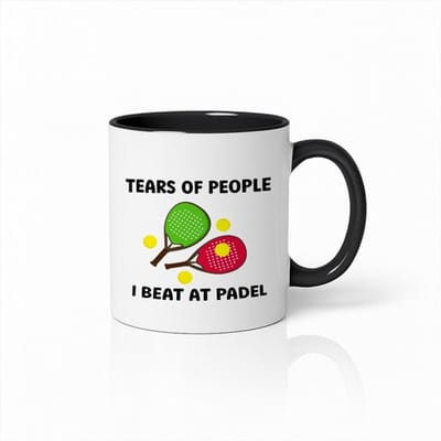 Wit & Zwarte Grappige Padel Mok 330 ml – “Tears of People I Beat at Padel” Koffiemok – Humoristisch Cadeau voor Padelspelers