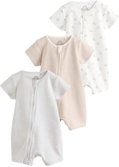 Next - Pasgeboren unisex - Set van 3 babyrompers - Grijs