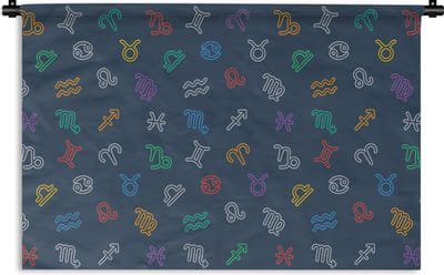Wandkleed - Wanddoek - Zodiac - Patroon - Astrologie - 90x60 cm - Wandtapijt