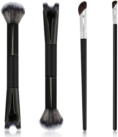 Dailygoods- Neusborstels Set van 4 - 2-in-1 Neuscontourborstel - Vloeibare Foundation Borstel - Professioneel Ontwerp - Ergonomisch - Hoogwaardige Materialen - Make-upkwasten