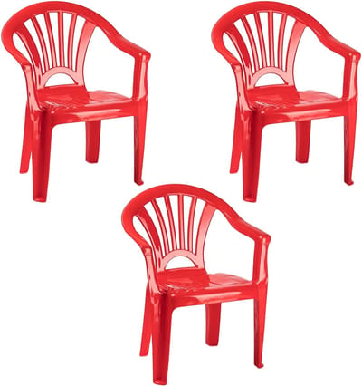 Trendoz Stoeltjes voor kinderen - 3x - rood - 50 cm - voor binnen en buiten - kunststof
