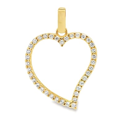 Juwelier Zwartevalk - 14 karaat gouden hart hanger met zirkonia - 14.304