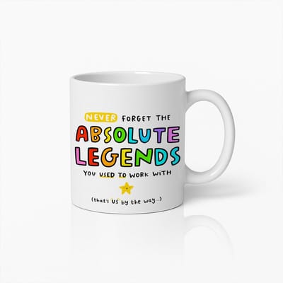 Kleurrijke "Nooit de Absolute Legendes Vergeten" Grappige Kantoormok – Perfect Cadeau voor Collega’s & Vrienden