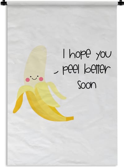 Wandkleed - Wanddoek - Sterkte - Quote - Banaan - Humor - 120x180 cm - Wandtapijt