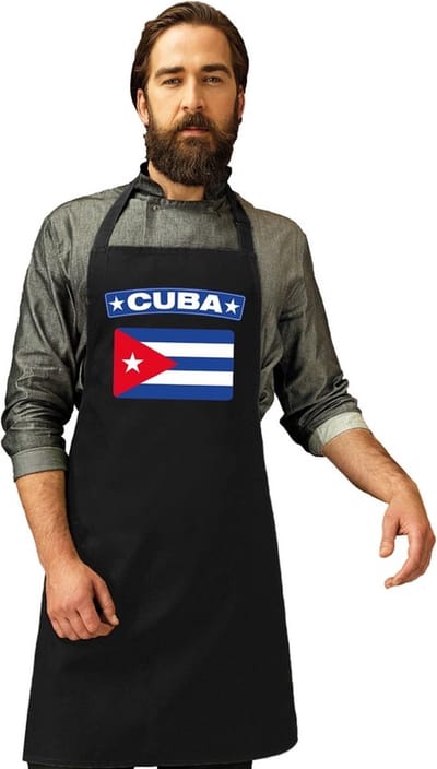 Keukenschort - Barbecueschort - I Love Cuba vlag - zwart - heren en dames - Landen supporters - Gerechten - Avond