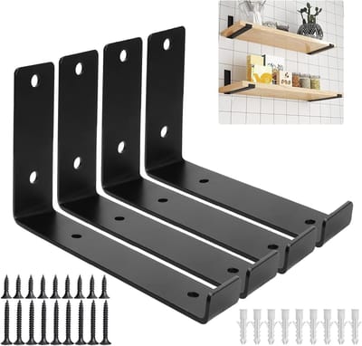Zware L-vormige Planksteunen Set van 4, 10 Inch (25cm) voor Wandplanken, DIY Open Planken en Thuisopslag, Ideaal voor Organisatie en Decoratie