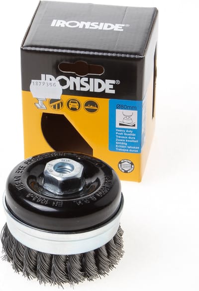 Ironside Komborstel Getordeerd 80 mm M14 — staaldraadborstel getordeerd 80mm M14 - komborstel - komborstel 80 mm M14, getordeerde staaldraadborstel 80mm, Ironside komborstel, twisted brush M14, ontroesten borstel 80mm