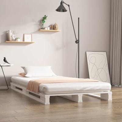 vidaXL - Palletbed - massief - grenenhout - wit - 90x190 - cm