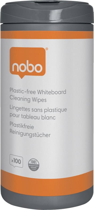 Whiteboardreinigingsdoekjes nobo plasticvrij 100st | 12 stuks