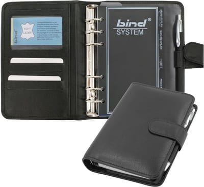 Systeemplanner A6 – Zwart Nappaleer Organizer met Kalender en Druksluiting