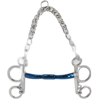 Sefton Koningsblauw Pelham Recht Draaiend Mondstuk Met Boog Zilver 13.5 cm