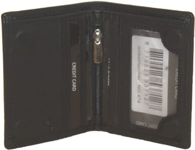 Oi zwart leren portemonneetje / Klein plat beursje met magneet sluiting / compact pasjesmapje voor 6 pasjes en wat biljetten / RFID SAFE / zwart leer / 474