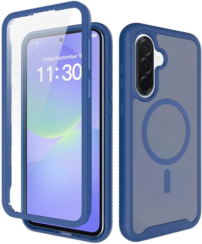 Hoesje met Ingebouwde Screenprotector Geschikt voor Samsung Galaxy A37 / A36 / A56 - Compatibel met MagSafe / Qi2 - Full Protect - Schokbestendige Beschermhoes - Case Matte Blauw